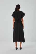 Colorful Patterned Short Sleeve Black Dress