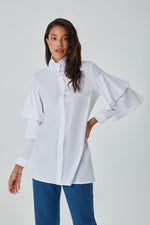 Ruffle Detail White Shirt