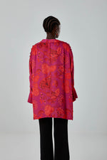Satin Patterned Fuchsia Kimono