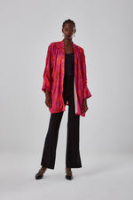 Satin Patterned Fuchsia Kimono