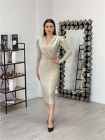 Silvery Pen Dress - Gold