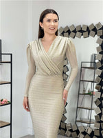 Silvery Pen Dress - Gold