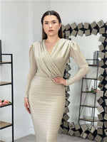 Silvery Pen Dress - Gold