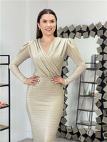 Silvery Pen Dress - Gold