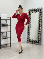 Silvery Pen Dress - Red