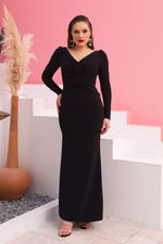 Angelino black silvery knitting long evening dresses