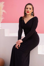Angelino black silvery knitting long evening dresses