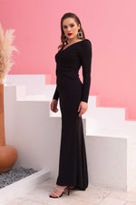 Angelino black silvery knitting long evening dresses