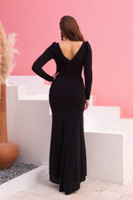 Angelino black silvery knitting long evening dresses