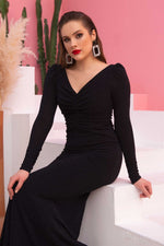 Angelino black silvery knitting long evening dresses