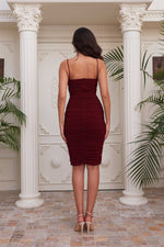 Angelino Bordeaux Silvery Knitting Short Evening Dress