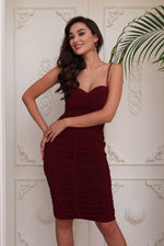 Angelino Bordeaux Silvery Knitting Short Evening Dress