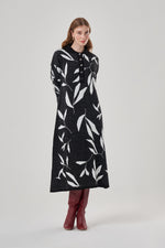 Special Patterned Soft Black Knitwear Dress