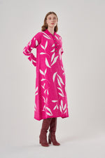 Special Patterned Soft Fuchsia Knitwear Dress