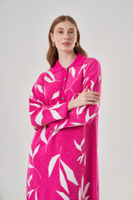 Special Patterned Soft Fuchsia Knitwear Dress