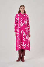Special Patterned Soft Fuchsia Knitwear Dress