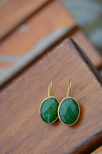 Gold Plated Jade Natural Stone Women's Earrings