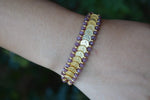Gold Plated Tugra Purple Color Handmade Women's Bracelet Local Production Turkish Made