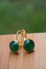 Women's Gold Plated Jade Natural Stone Earrings