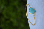 Women's Bangle Bracelet Gold Plated and Turquoise Stone