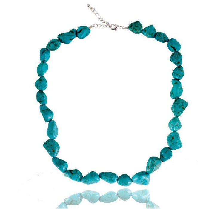 Women's Necklace Crushed Turquoise Natural Stone Worn Against the Evil Eye