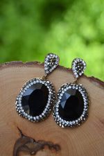 Handmade Womens Black Crystal Earrings