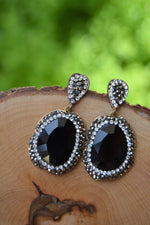Handmade Womens Black Crystal Earrings