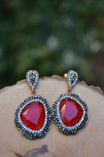 Handmade Design Red Stone Stylish Earrings