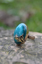 Handmade Turquoise Ceramic Adjustable Women's Ring
