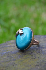 Handmade Turquoise Ceramic Adjustable Women's Ring
