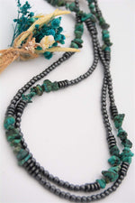 Real African Turquoise and Hematite Stone Sailor Lock Healing Necklace
