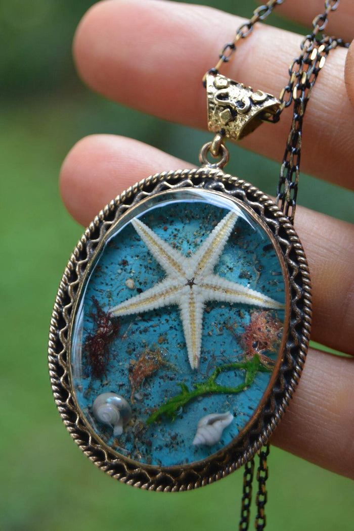 Real Sea Star Large Size Design Women's Necklace