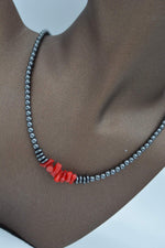 Hematite Coral Evil Eye and Healing Necklace