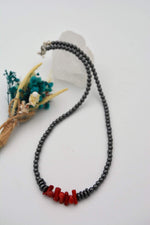 Hematite Coral Evil Eye and Healing Necklace