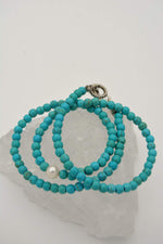 Pearl and Turquoise T Lock Healing Necklace