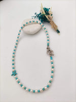 Healing necklace with pearls and turquoise stones