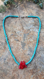 Coral Natural Stone Turquoise Necklace