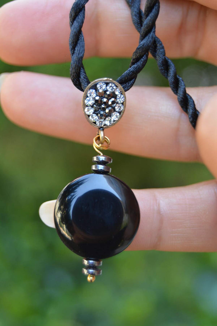 Onyx Natural Stone Women's Necklace Black