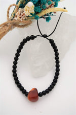 Metal-Free Bracelet Made of Onyx and Agate Antiallergic