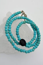 Onyx and Turquoise T Lock Healing Necklace