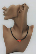 Genuine Onyx and Coral Stone Healing Necklace