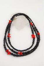 Original Onyx and Coral Stone T Lock Healing Necklace