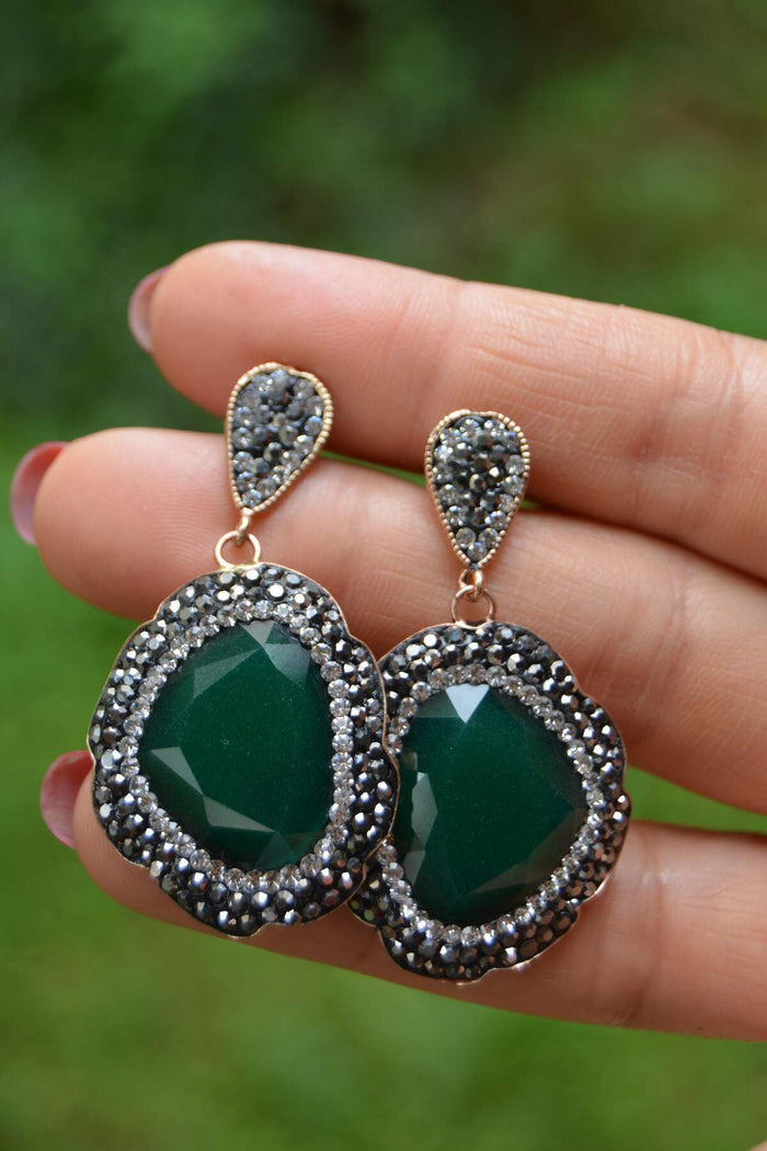 Special Design Green Crystal Stone Women's Earrings