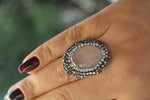 Rose Quartz Natural Stone Women's Ring Adjustable