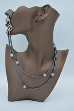 Rose Quartz Hematite Stone Sailor Lock Healing Necklace