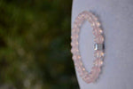 Rose Quartz Unisex Elastic Natural Stone Bracelet For Both Men and Women