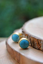 Turquoise Natural Stone Gold Plated Women's Earrings