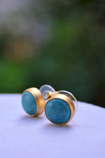 Turquoise Natural Stone Gold Plated Women's Earrings