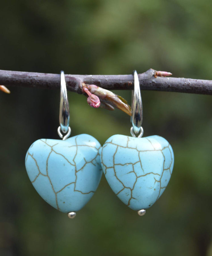 Turquoise Natural Stone Heart Women's Earrings