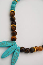 Turquoise and Tiger Eye Stone Sailor Locked Special Necklace